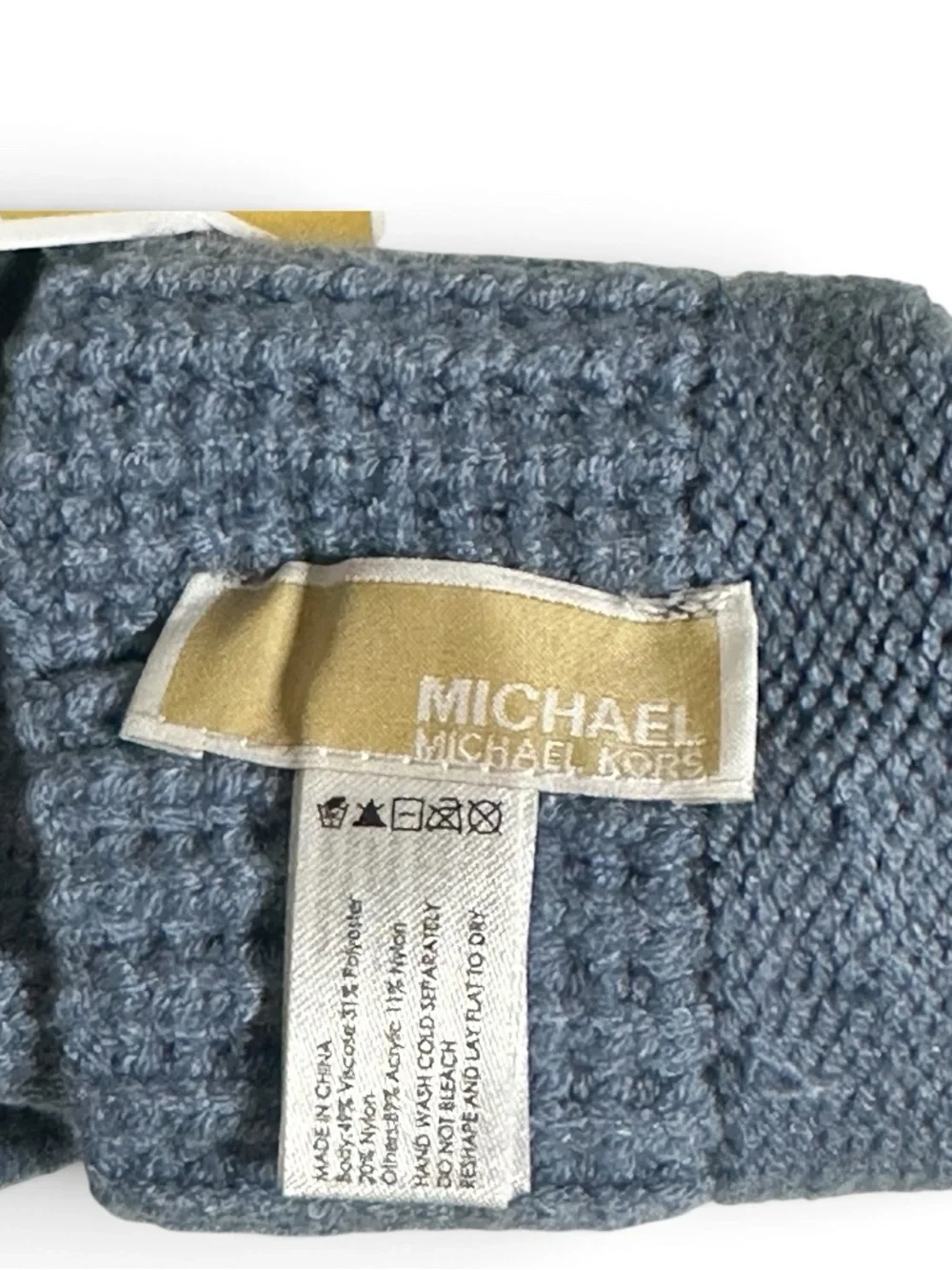 Michael Kors Heathered Blue Tech Touch Knit Gloves Silver Logo OS NWT
